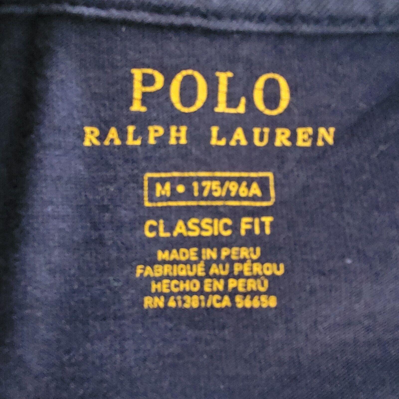 Polo Ralph Lauren Navy Button-Up T-Shirt Medium 100% Cotton - Chest 44-USASTARFASHION