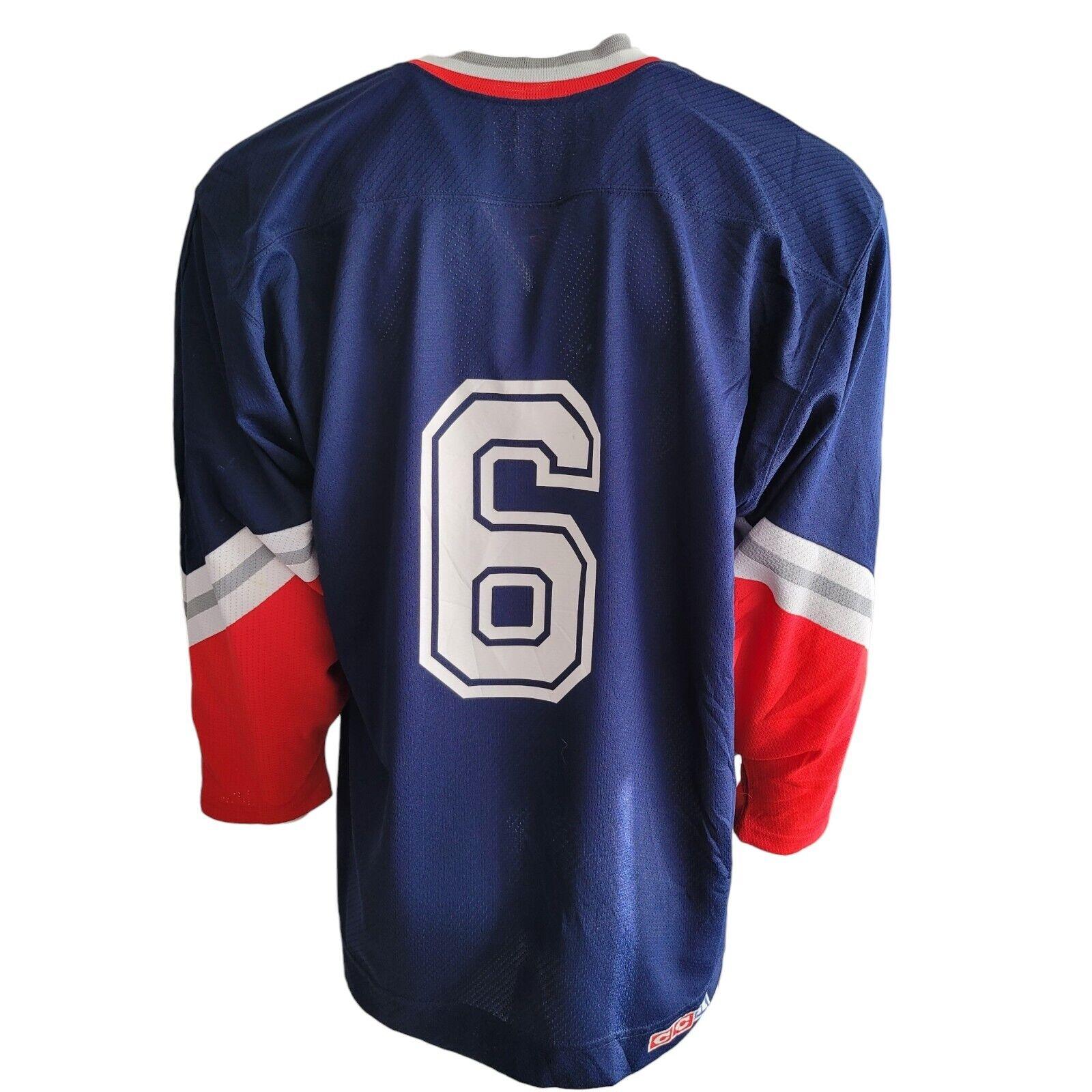 CCM Hockey Mineur Saint Eustache No. 6 Jersey - Size L, Made In Canada-USASTARFASHION