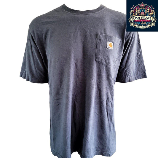 Carhartt Men's T-Shirt XL Original Fit 100% Cotton Deep Navy Blue with Iconic Logo - USASTARFASHION