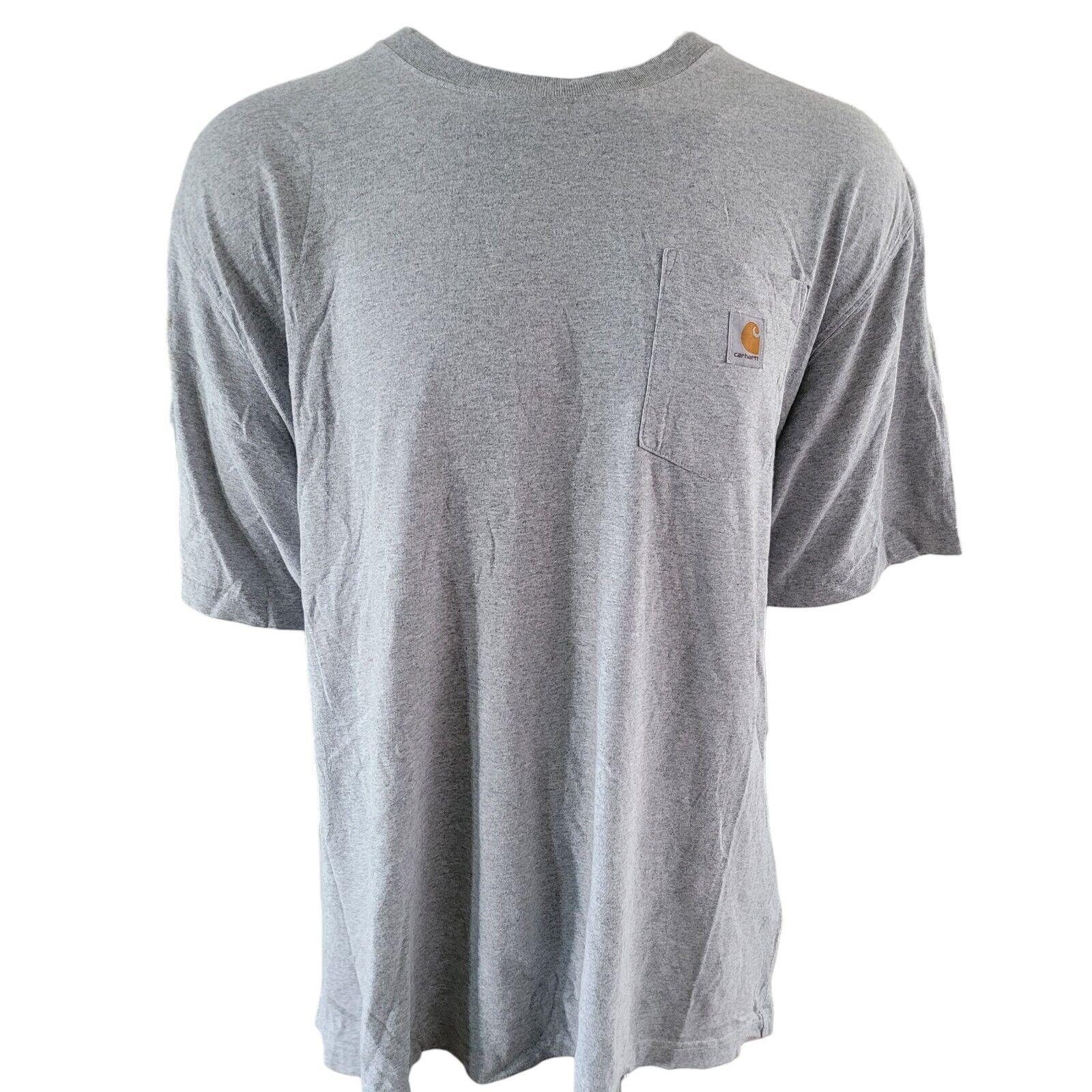 Vintage Carhartt Gray 2XL Tee | Classic Logo Pocket | Retro Style	wc-USASTARFASHION