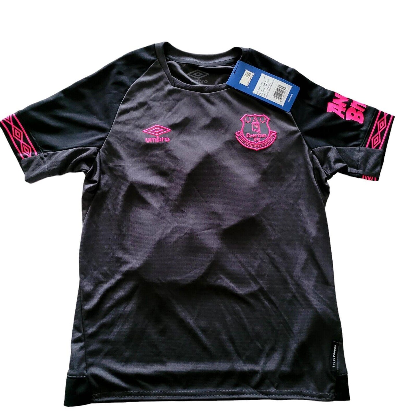 Umbro Everton Away Jersey Richarlison #10 Youth Medium Black Pink NWT-USASTARFASHION