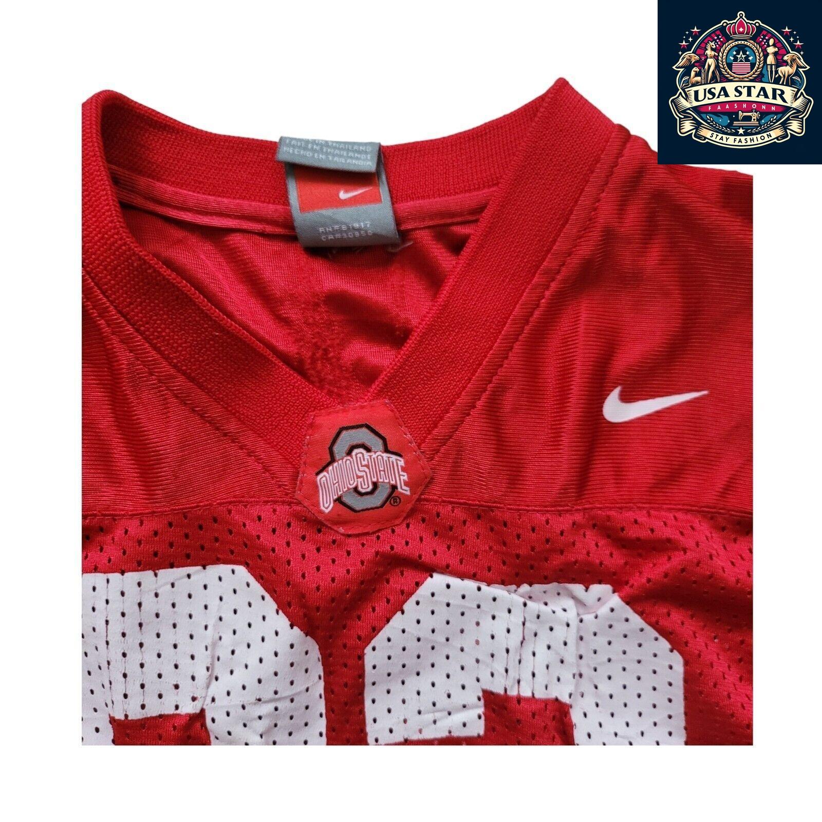 Nike Ohio State Buckeyes Jersey Youth Size 7 #33 Red Distressed Style for Kids Football Fans - USASTARFASHION