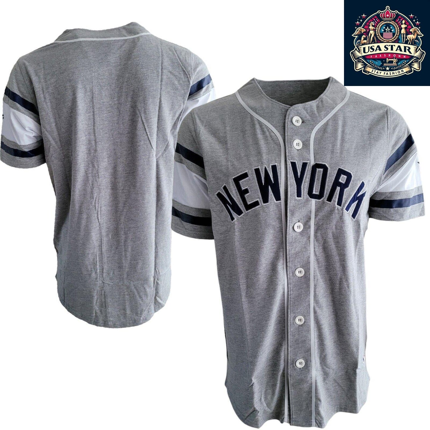 New York Yankees Jersey - Authentic Grey Fanatics Design, Large Size, Ideal for Game Day & Casual Wear - USASTARFASHION