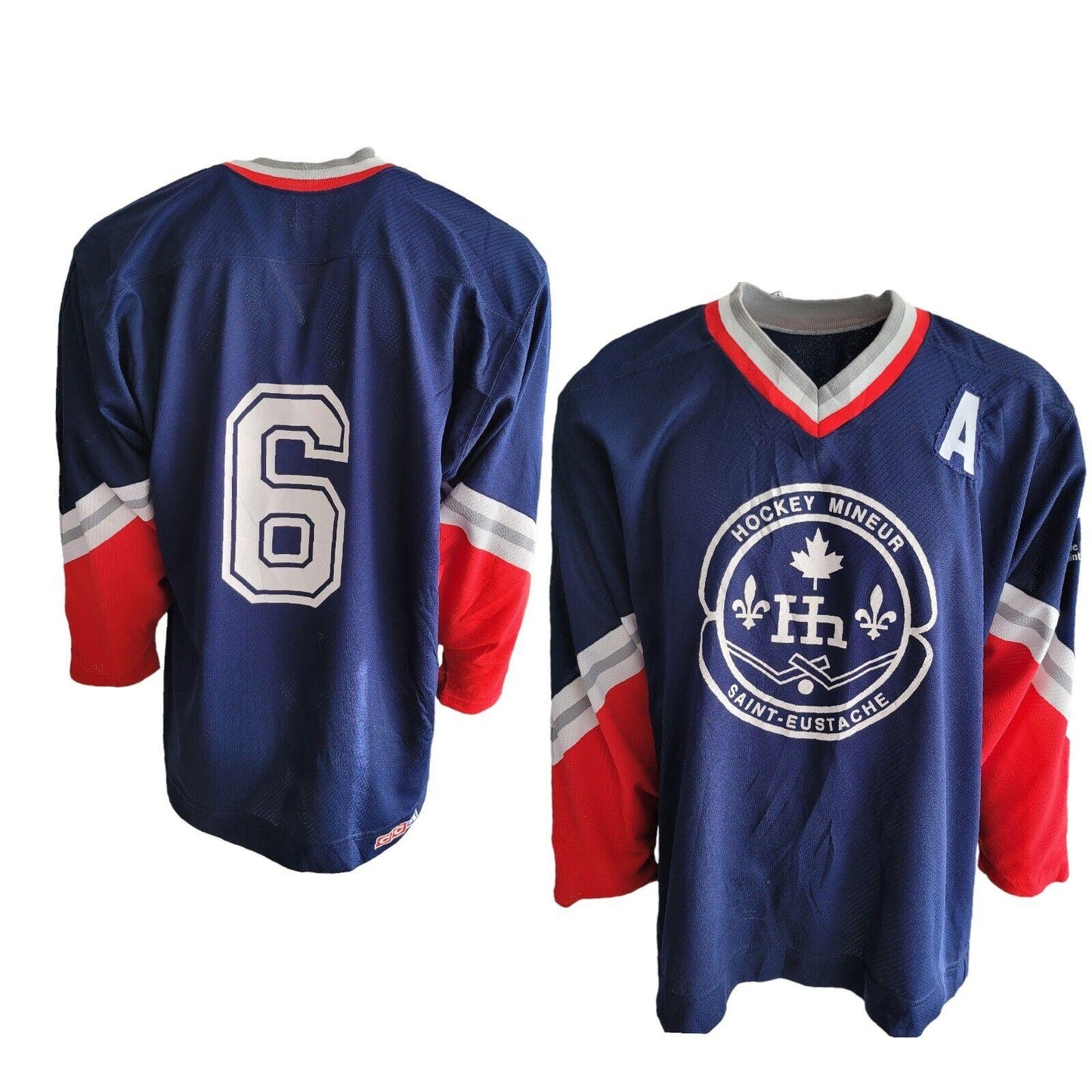 CCM Hockey Mineur Saint Eustache No. 6 Jersey - Size L, Made In Canada-USASTARFASHION