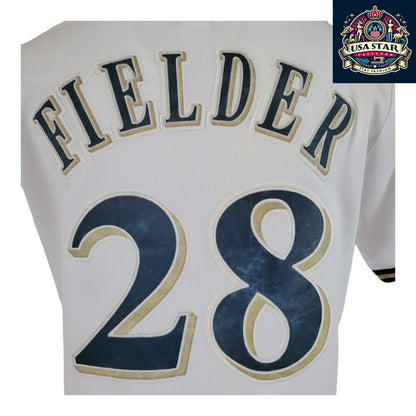 Vintage Majestic Milwaukee Brewers Jersey #28 Fielder Sz M - Authentic Collectible Sports Apparel - USASTARFASHION