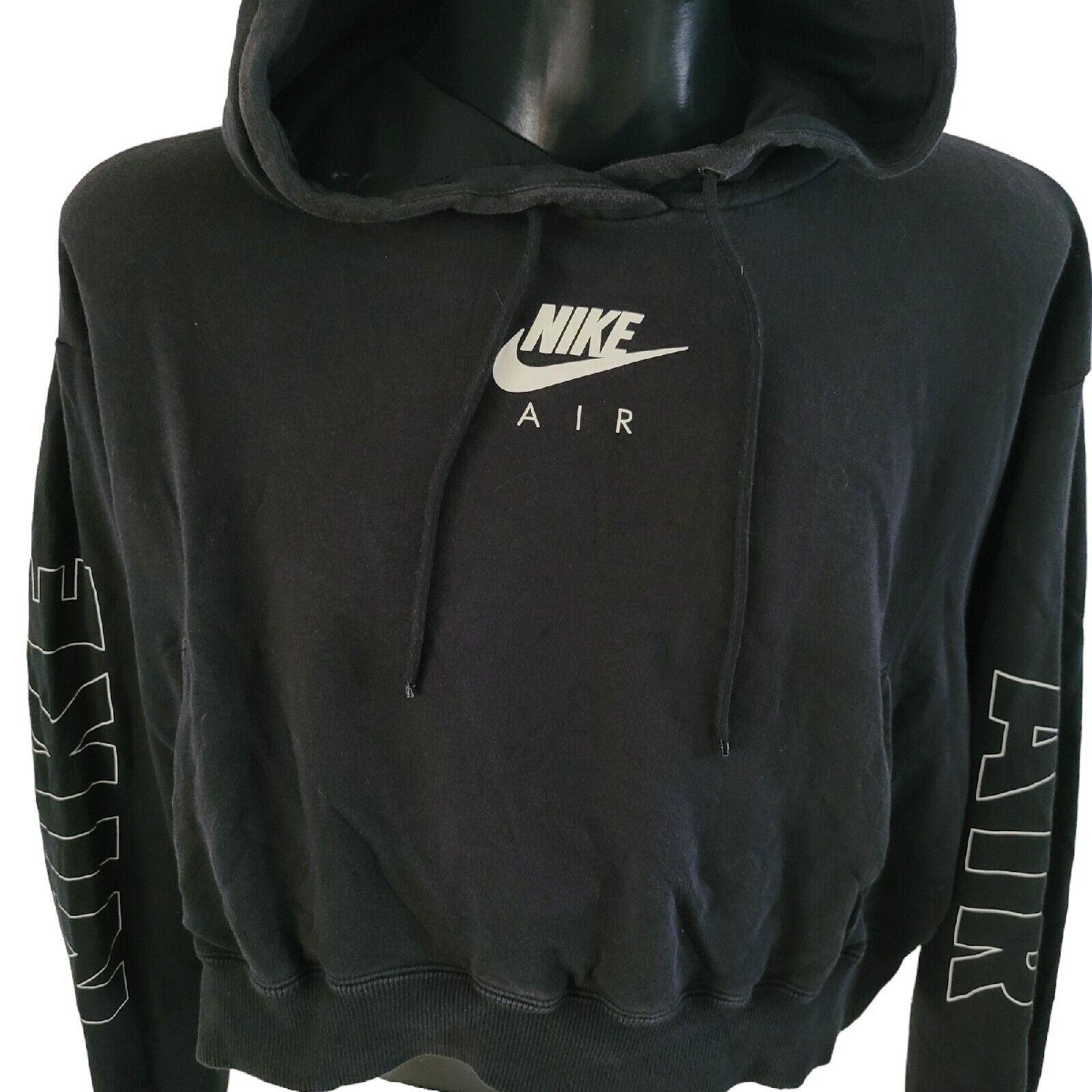 Nike Air Ladies Black Hoodie in Size L - Breathable Fabric, Stylish Design, Vintage Grade A - 26" Pit-to-Pit, 18" Back Collar Spine Hem-USASTARFASHION