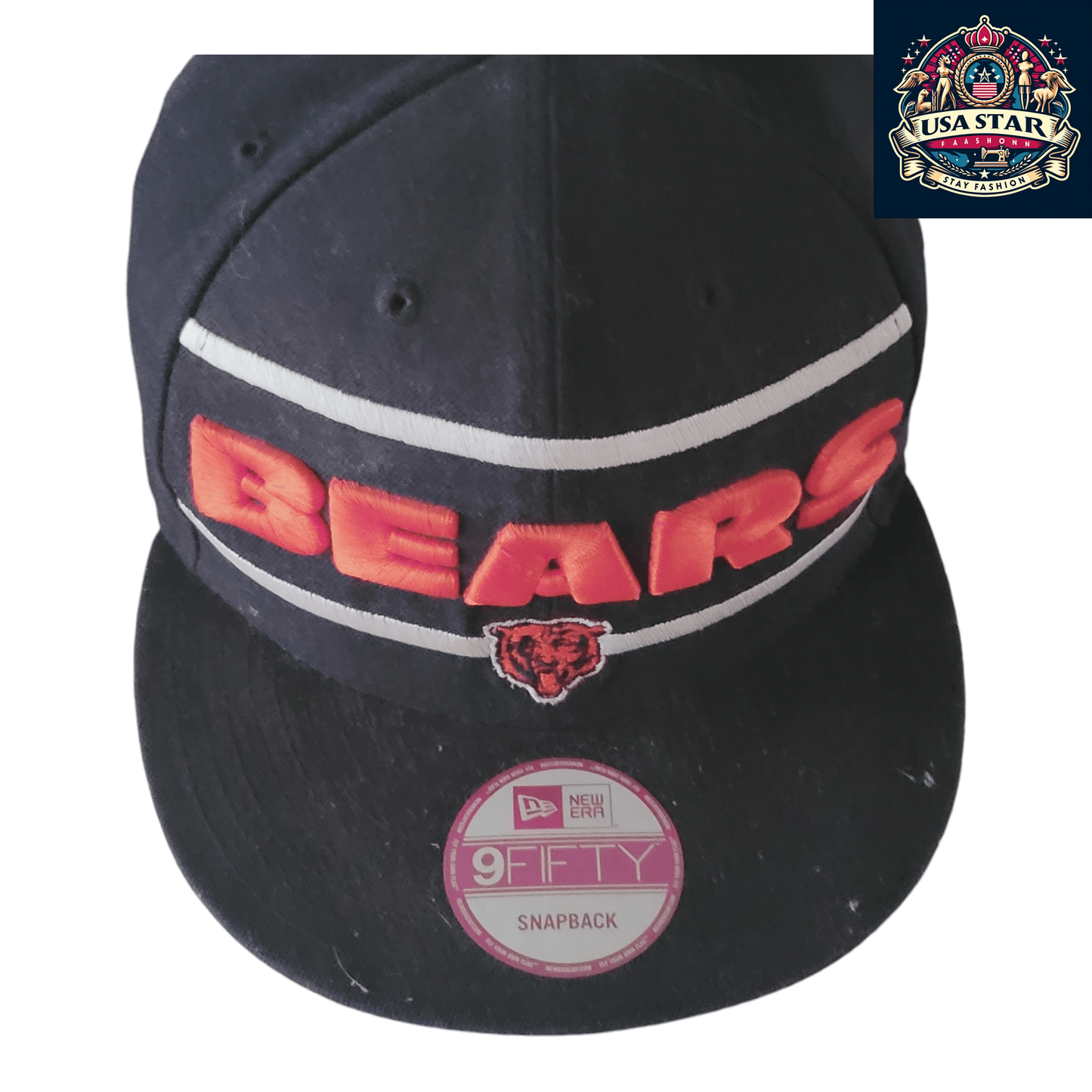 New Era Chicago Bears Snapback Hat – 100% Polyester, Adjustable Fit, Iconic Team Logo - USASTARFASHION