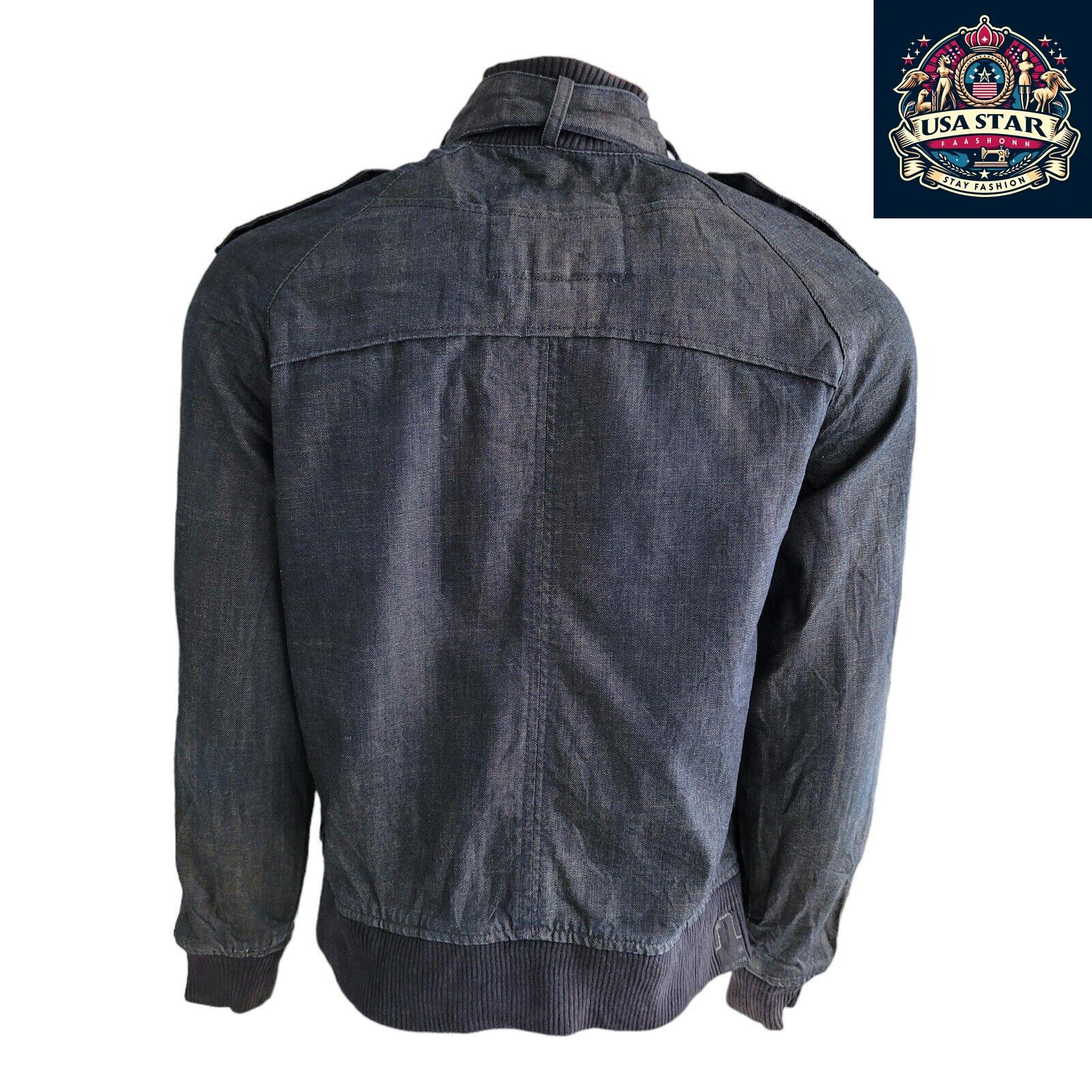 G-Star Raw Denim Jacket Men's L - Vintage Navy Biker Style, Durable Quality, Great Condition - USASTARFASHION