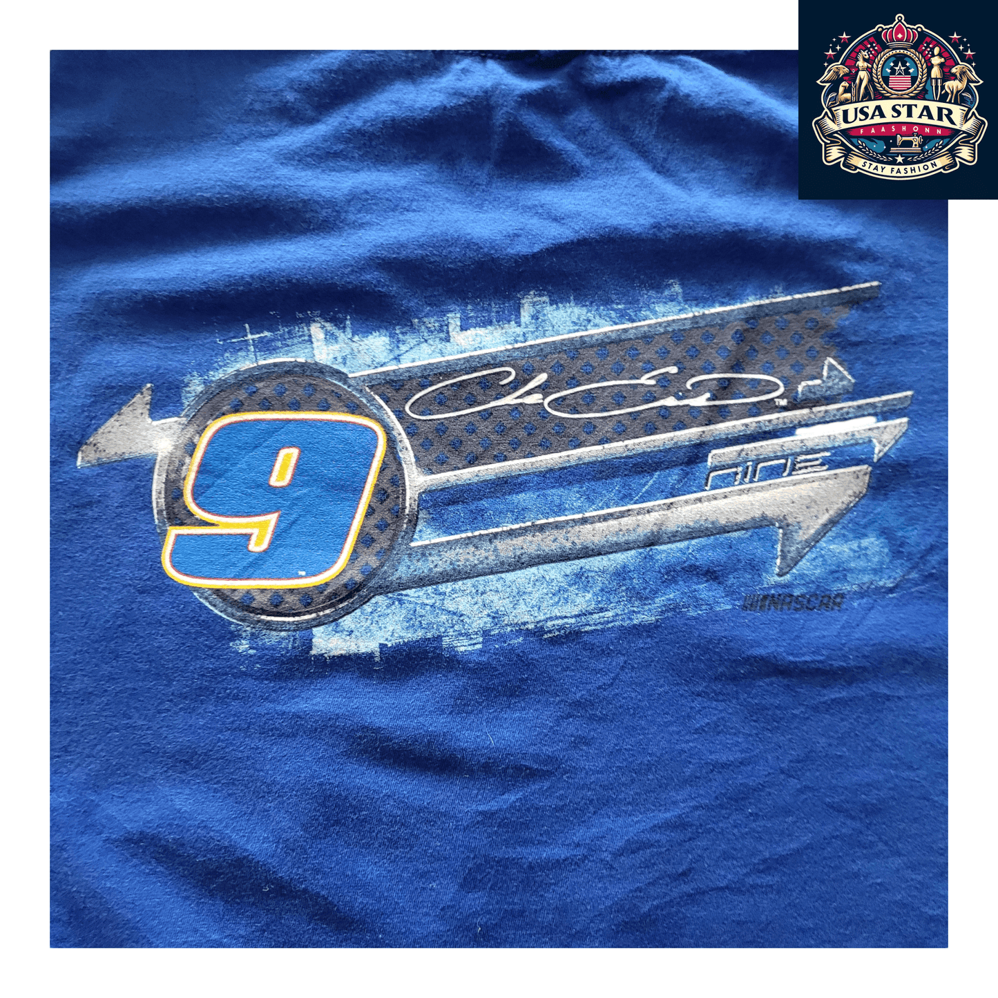 Chase Elliott T Shirt 2XL Blue Graphic Tee 100% Cotton Comfort Fit for NASCAR Fans - USASTARFASHION