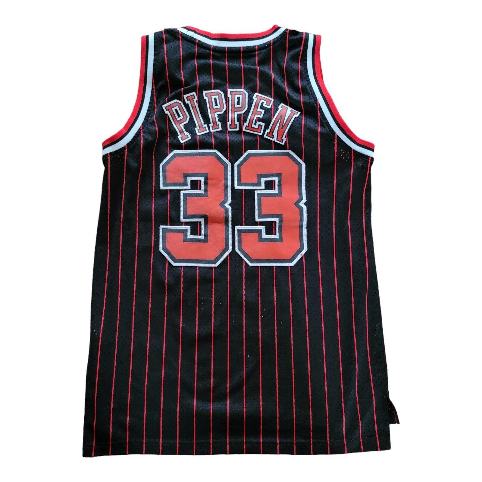 Chicago Bulls Scottie Pippen #33 Black & Red Pinstripe NBA Jersey Size M - BNWT-USASTARFASHION