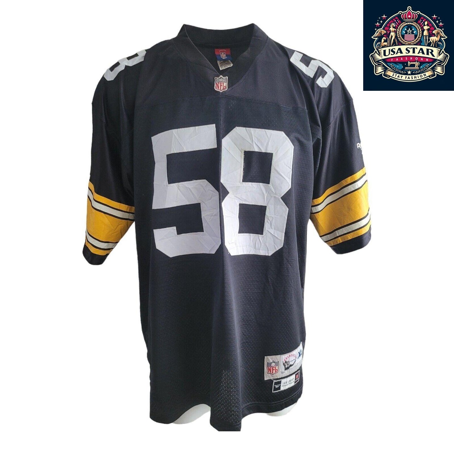 Jack Lambert Pittsburgh Steelers Jersey XL - Classic Black & Gold Premier Throwback Reebok - USASTARFASHION