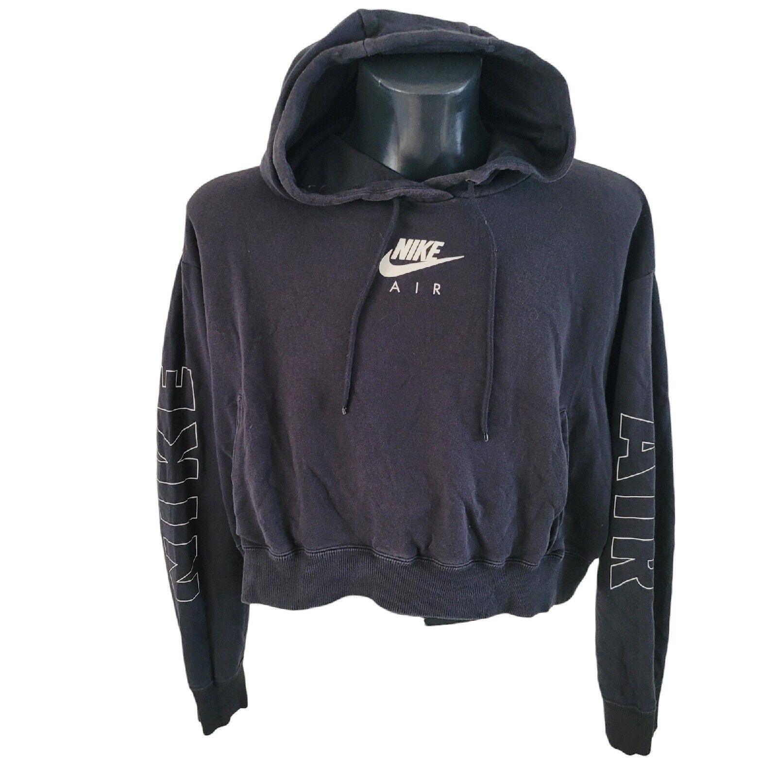 Nike Air Ladies Black Hoodie in Size L - Breathable Fabric, Stylish Design, Vintage Grade A - 26" Pit-to-Pit, 18" Back Collar Spine Hem-USASTARFASHION