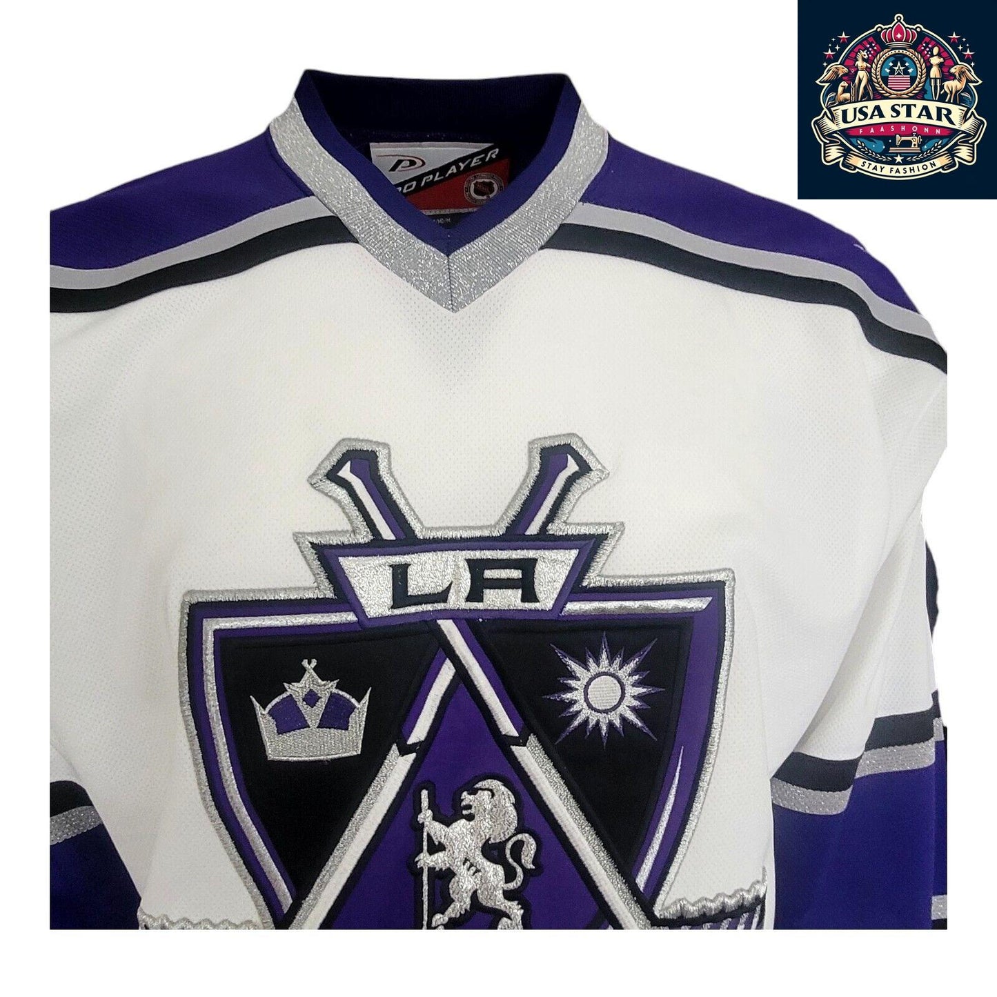 Vintage Los Angeles Kings Jersey M/M - NHL Pro Player Hockey Jersey in Black and Purple - USASTARFASHION