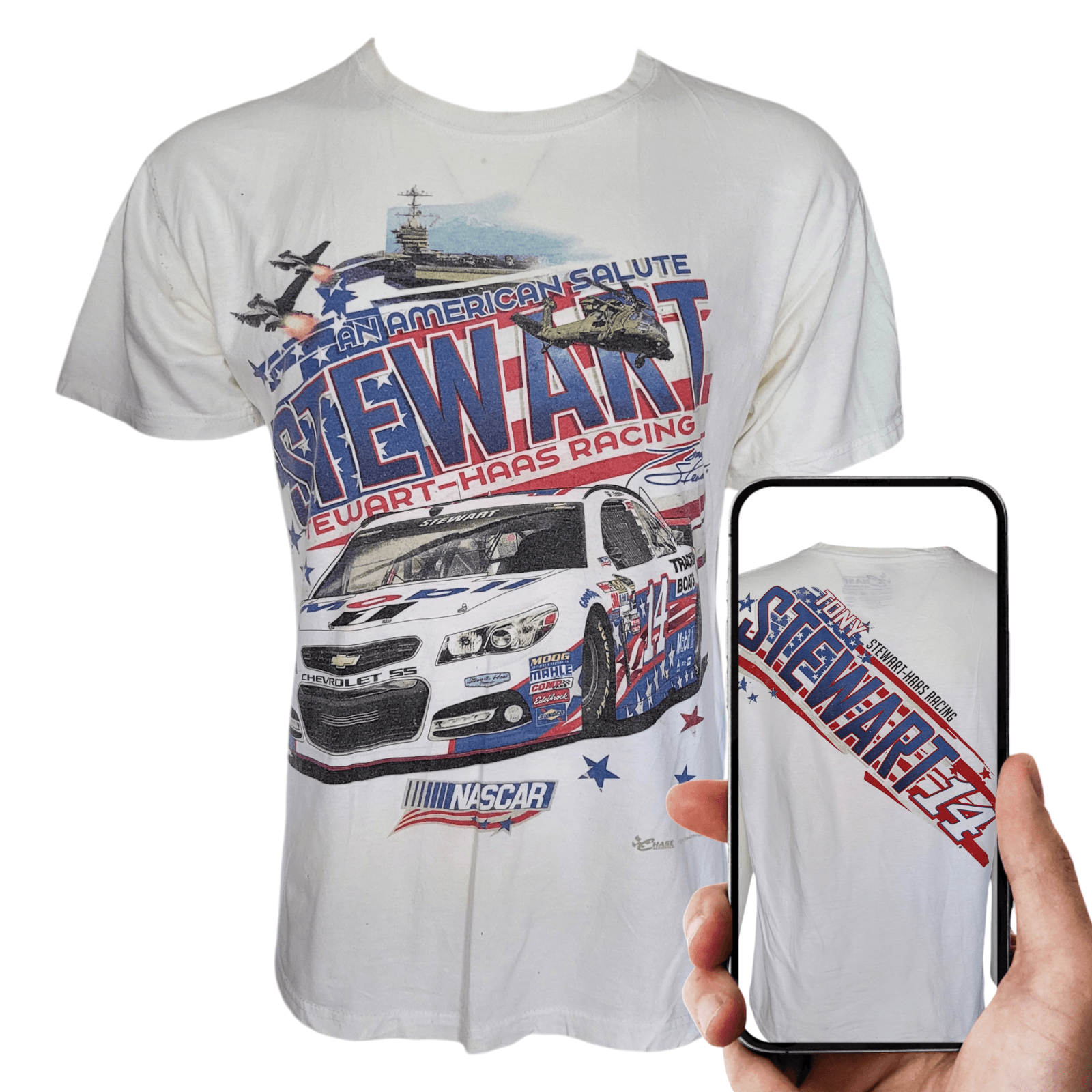 Tony Stewart #14 NASCAR T-Shirt Large Chase Authentics Stewart-Haas Racing Ameri