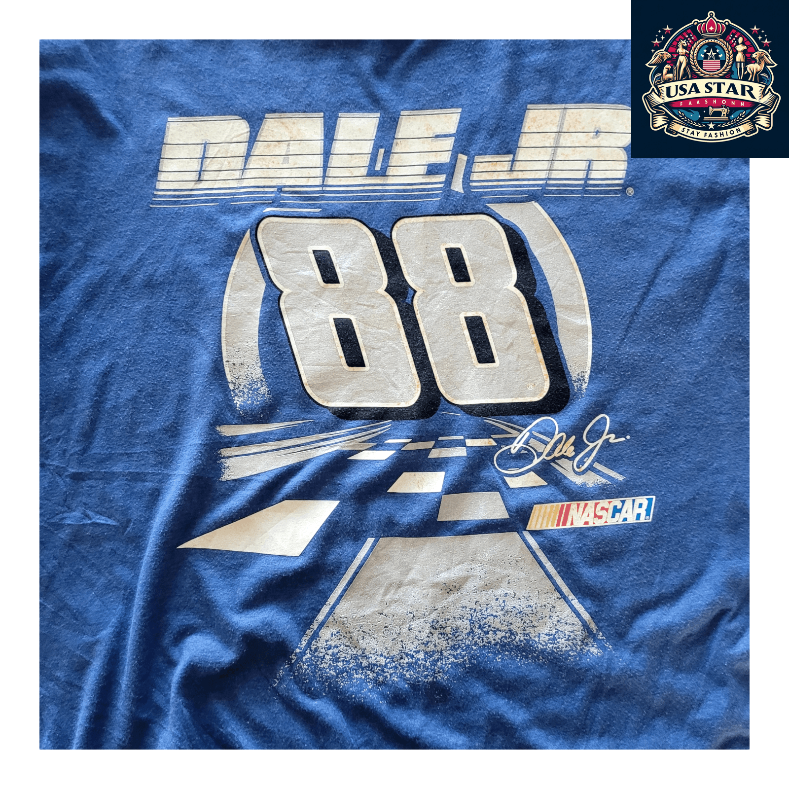 Dale Earnhardt Jr T-Shirt No. 88 - Blue Large, Comfortable Cotton Fit with Durable Racing Graphics USASTARFASHION