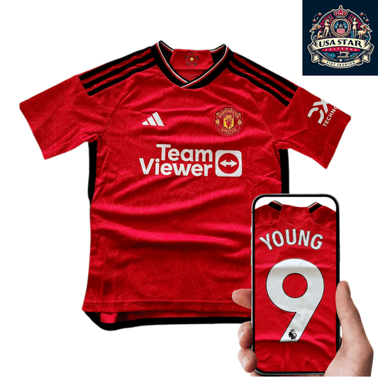 Manchester United Youth Jersey M 2023-2024, Adidas AEROREA, TeamViewer, Red Fan Gear - USASTARFASHION