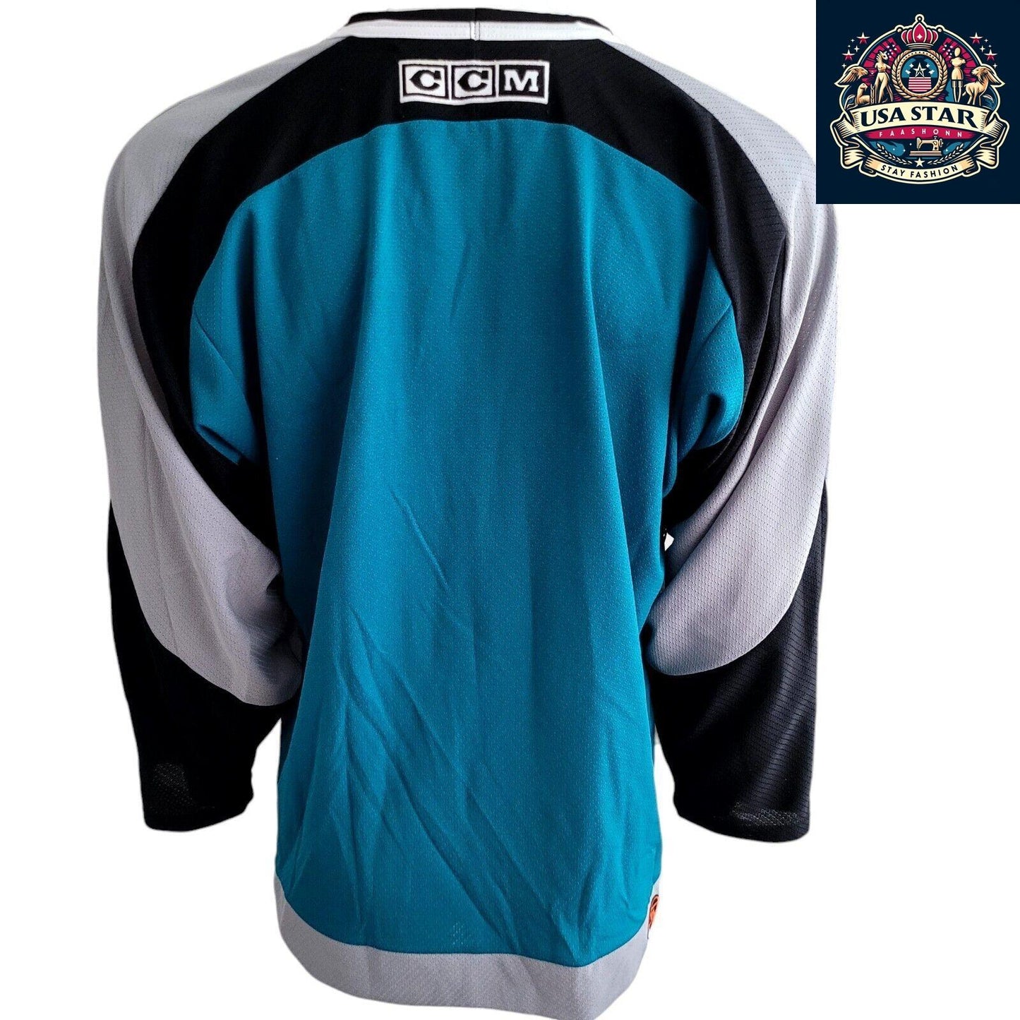 CCM San Jose Sharks Jersey, Teal Men's Medium, Embroidered Logo, Mesh Panels, NHL Official - USASTARFASHION