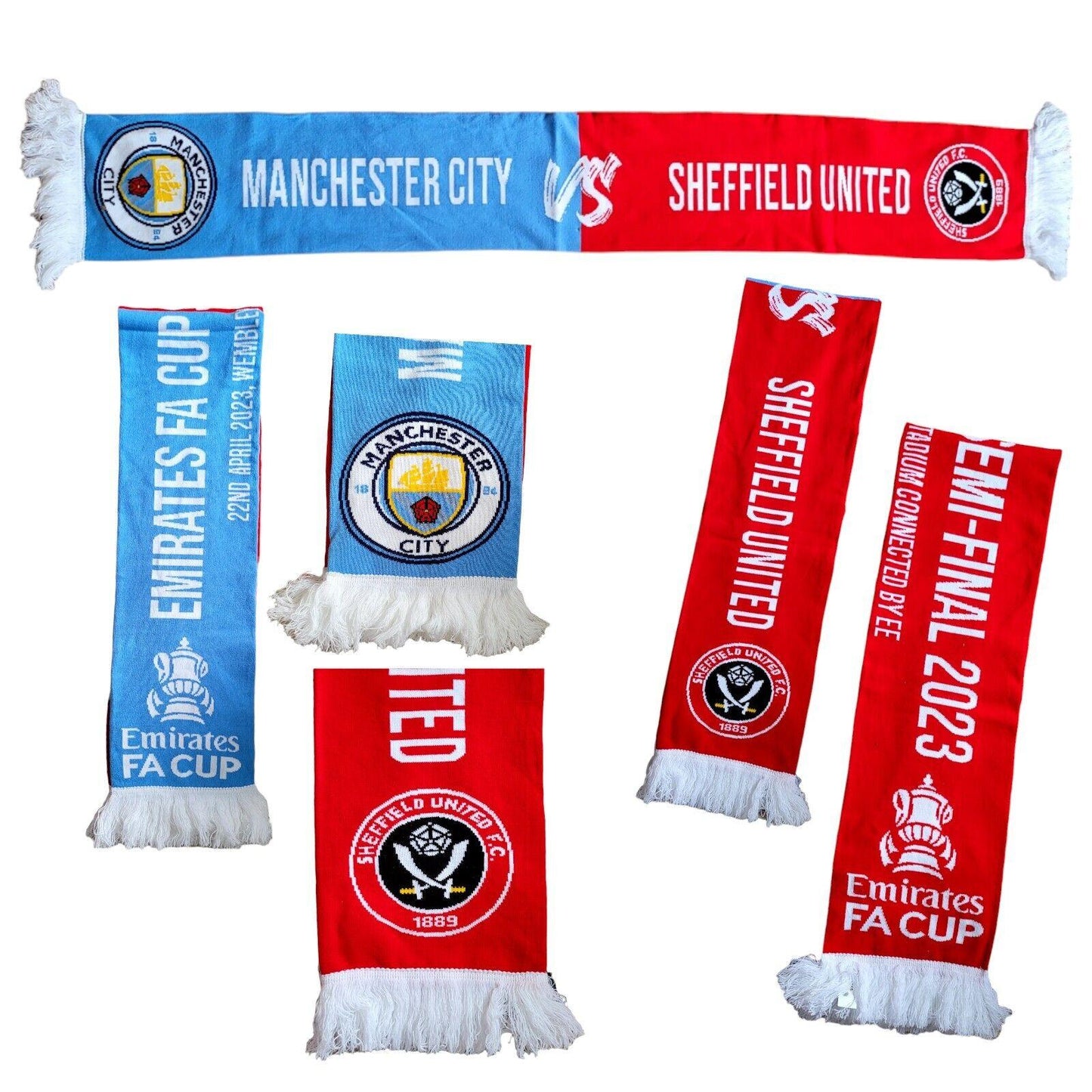 Sheffield United v Manchester City FA Cup Semi-Final Match Scarf - Wembley 2023-USASTARFASHION