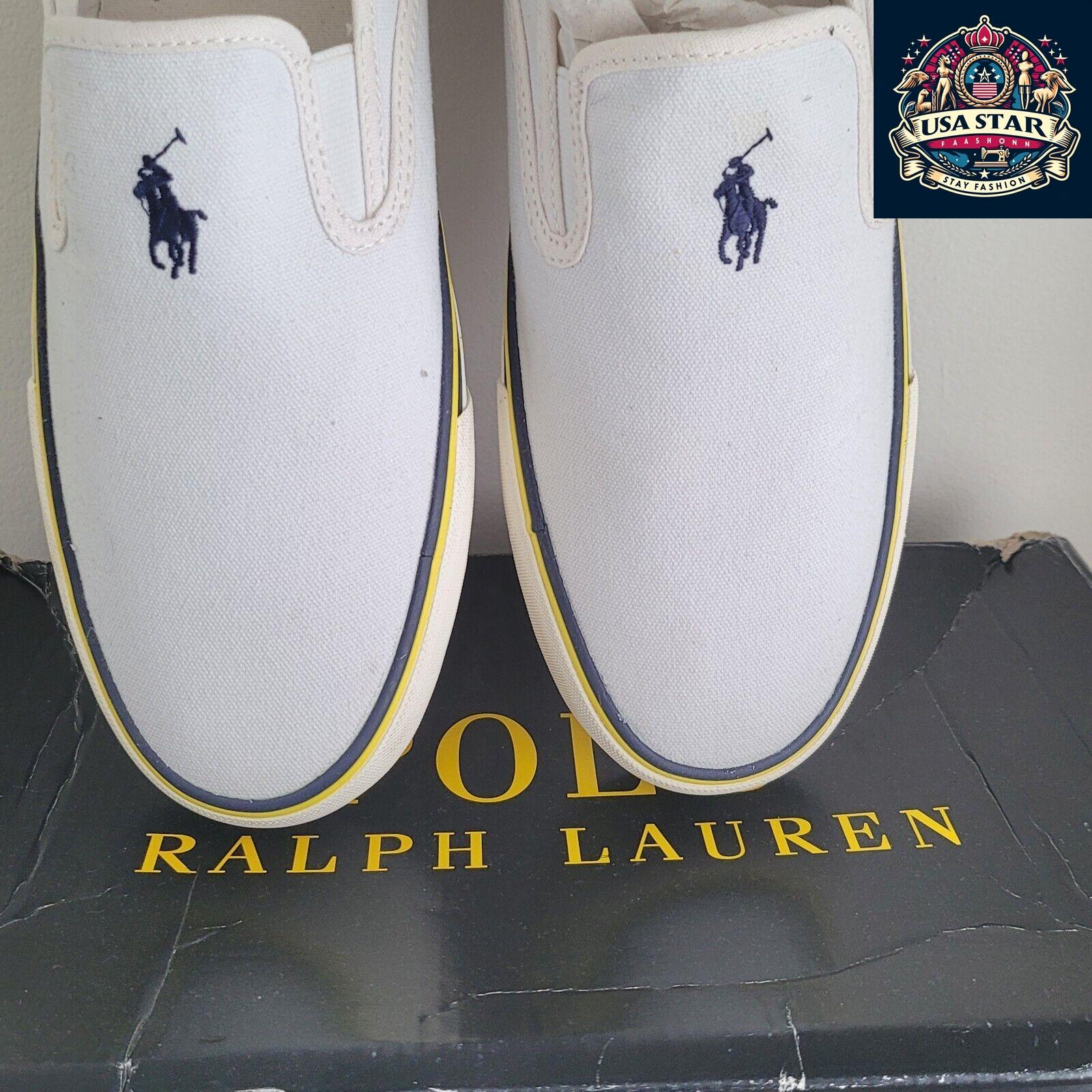 Ralph Lauren Men's Pumps Size 10 UK - Stylish White Sneakers with Comfortable Fit and Versatile Design USASTARFASHION