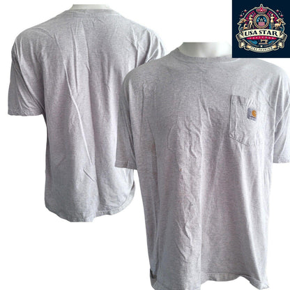 Vintage Carhartt T-Shirt, Original Fit, Short Sleeve, Grey, Size XL, 99% Cotton, Used Condition - USASTARFASHION