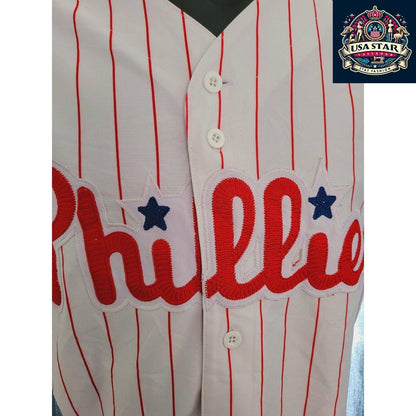 Shane Victorino #8 Vintage Phillies World Series Jersey 2008 Fall Classic Size 50 L - USASTARFASHION
