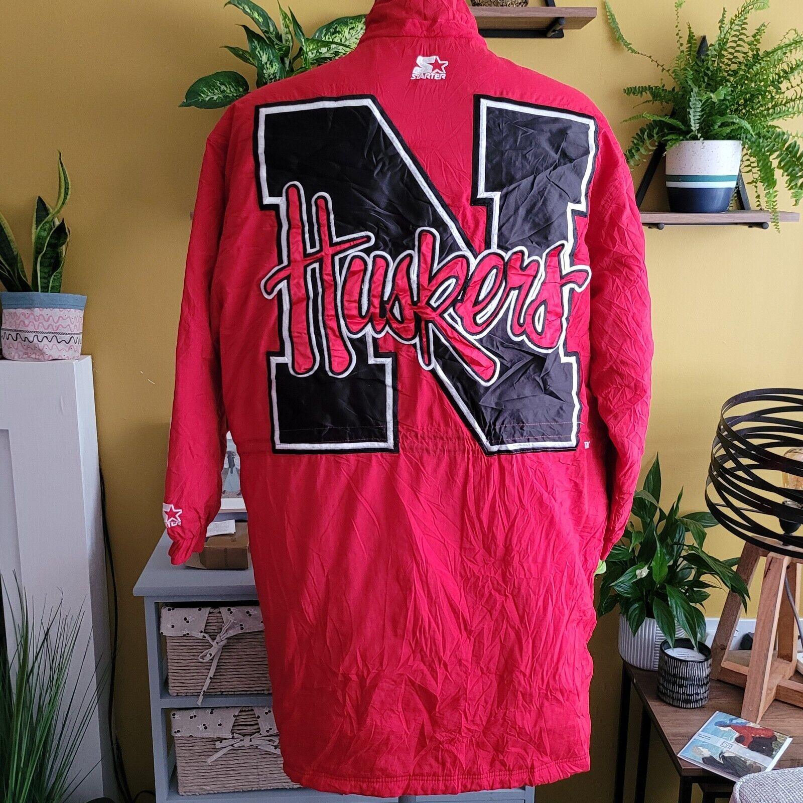 VINTAGE Nebraska Cornhuskers Red Starter Parka Jacket NCAA Huskers Mens L-USASTARFASHION