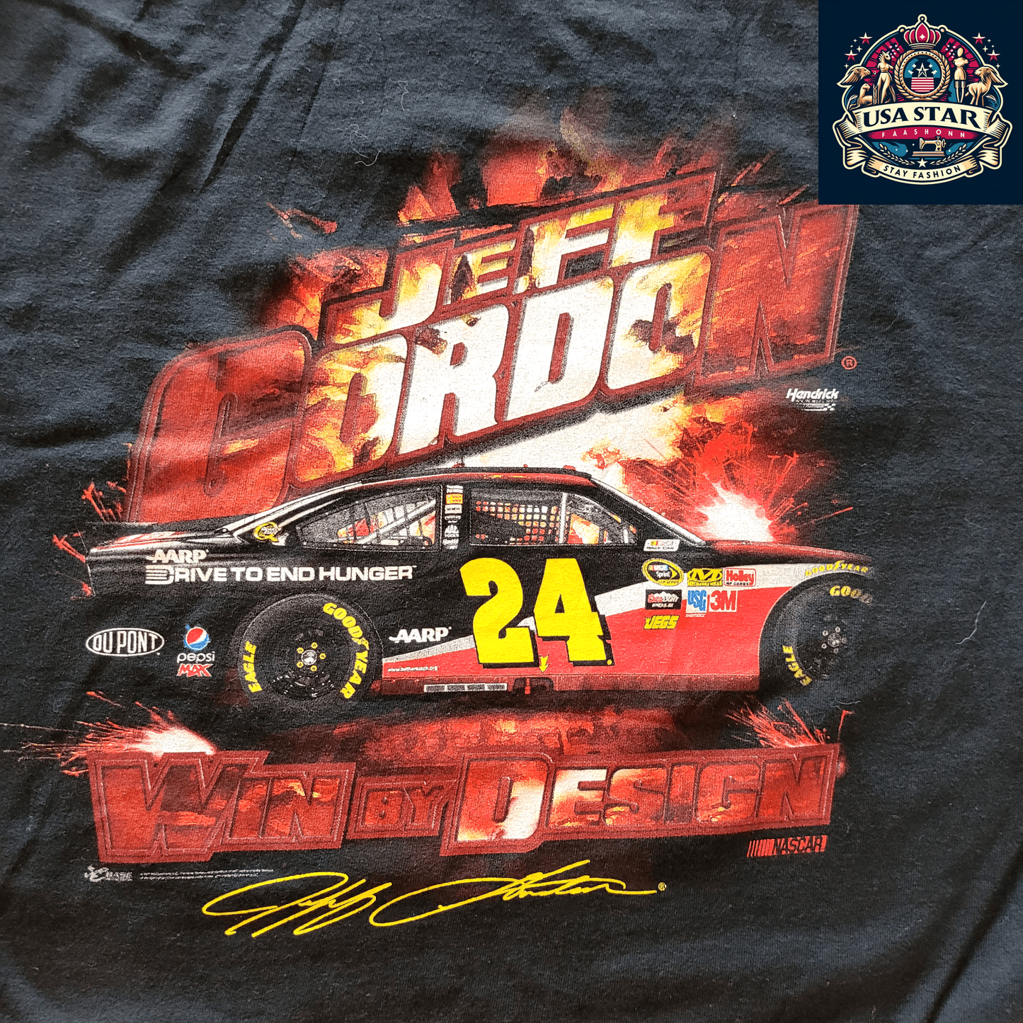 Jeff Gordon NASCAR T-Shirt XL - Chase Authentics #24 Chevy Impala Lead By Example Design - USASTARFASHION