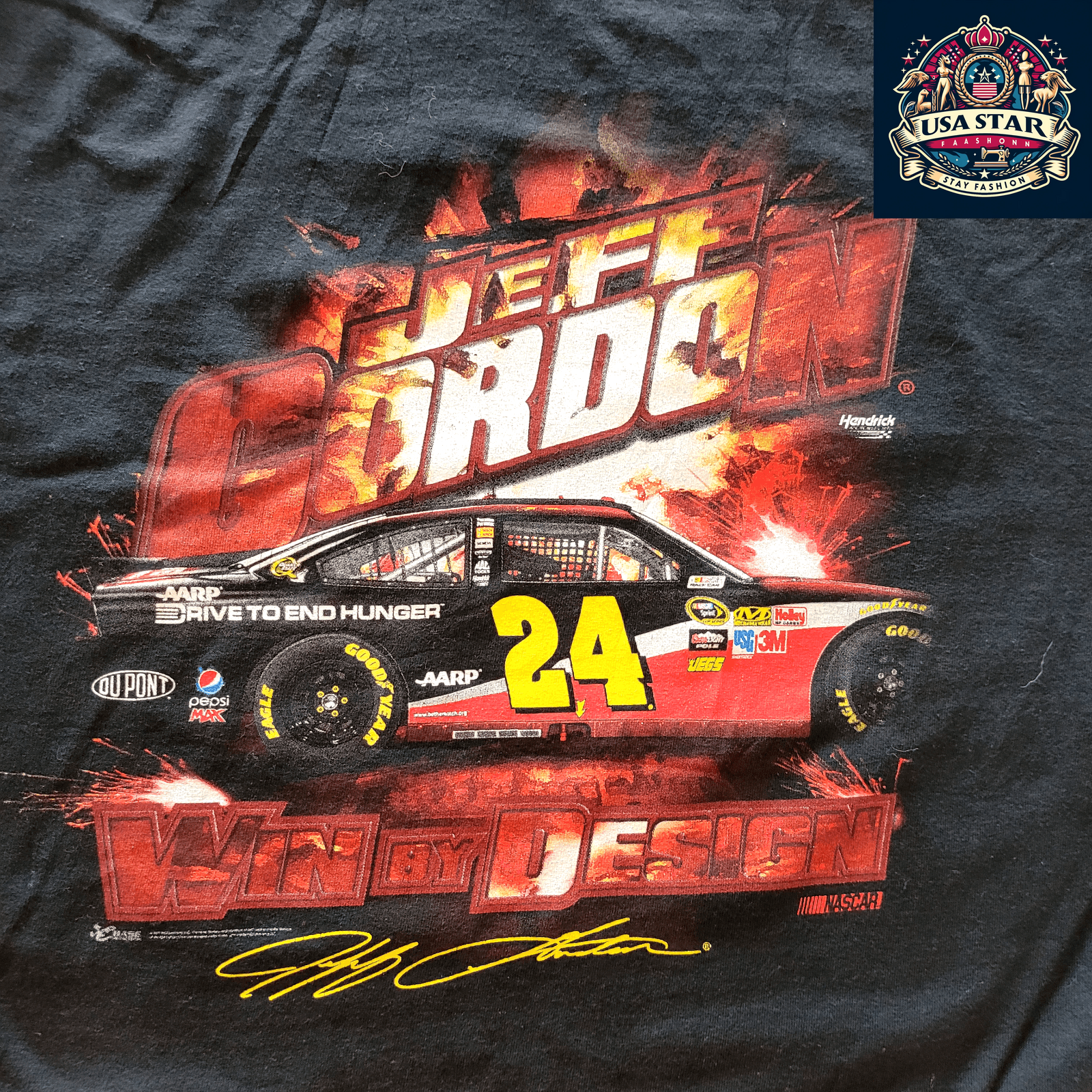 Jeff Gordon NASCAR T-Shirt XL - Chase Authentics #24 Chevy Impala Lead By Example Design - USASTARFASHION