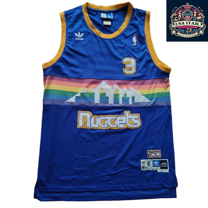 Adidas NBA Hardwood Classics #3 Allen Iverson Denver Nuggets Jersey XL Rainbow Vintage Authentic - USASTARFASHION