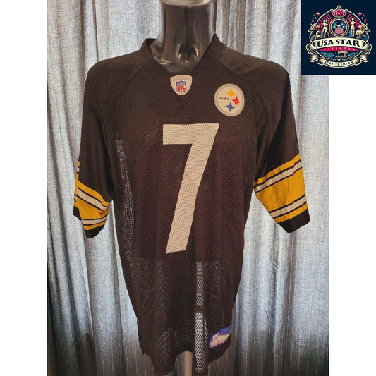 NFL Pittsburgh Steelers Reebok Jersey #7 Ben Roethlisberger Size L Black Gold Authentic Fan Gear - USASTARFASHION