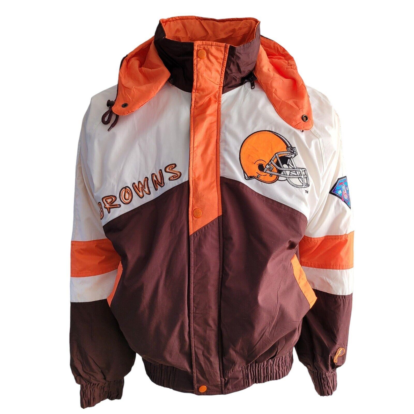 Cleveland Browns Pro Player Jacket – 90s NFL Embroidered Sz M Men's Coat-USASTARFASHION