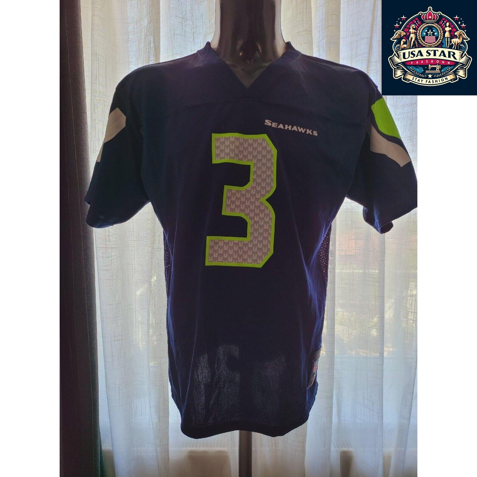 Seattle Seahawks Youth Jersey XL (18-20) - Wilson #3, Breathable Fabric, Grade A Condition - USASTARFASHION