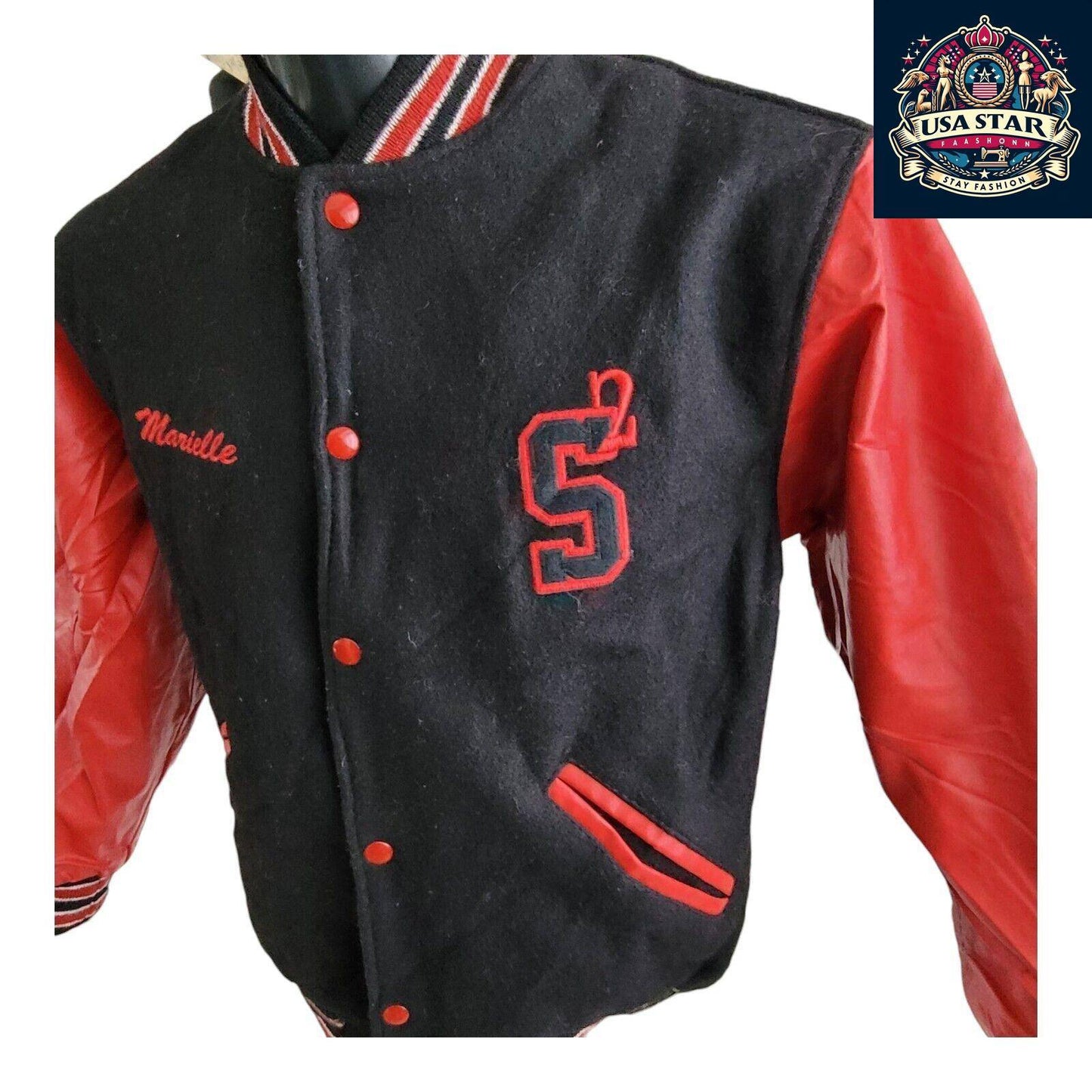 Game Made In USA Soul Shock Marielle Varsity Wool Leather Jacket XS - Vintage Style, Quality Craftsmanship - USASTARFASHION