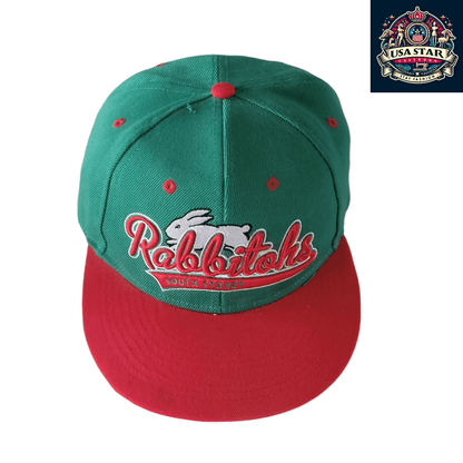 South Sydney Rabbitohs Cap - Official NRL Licensed Adjustable Supporter Hat in Green/Red, Size S - USASTARFASHION