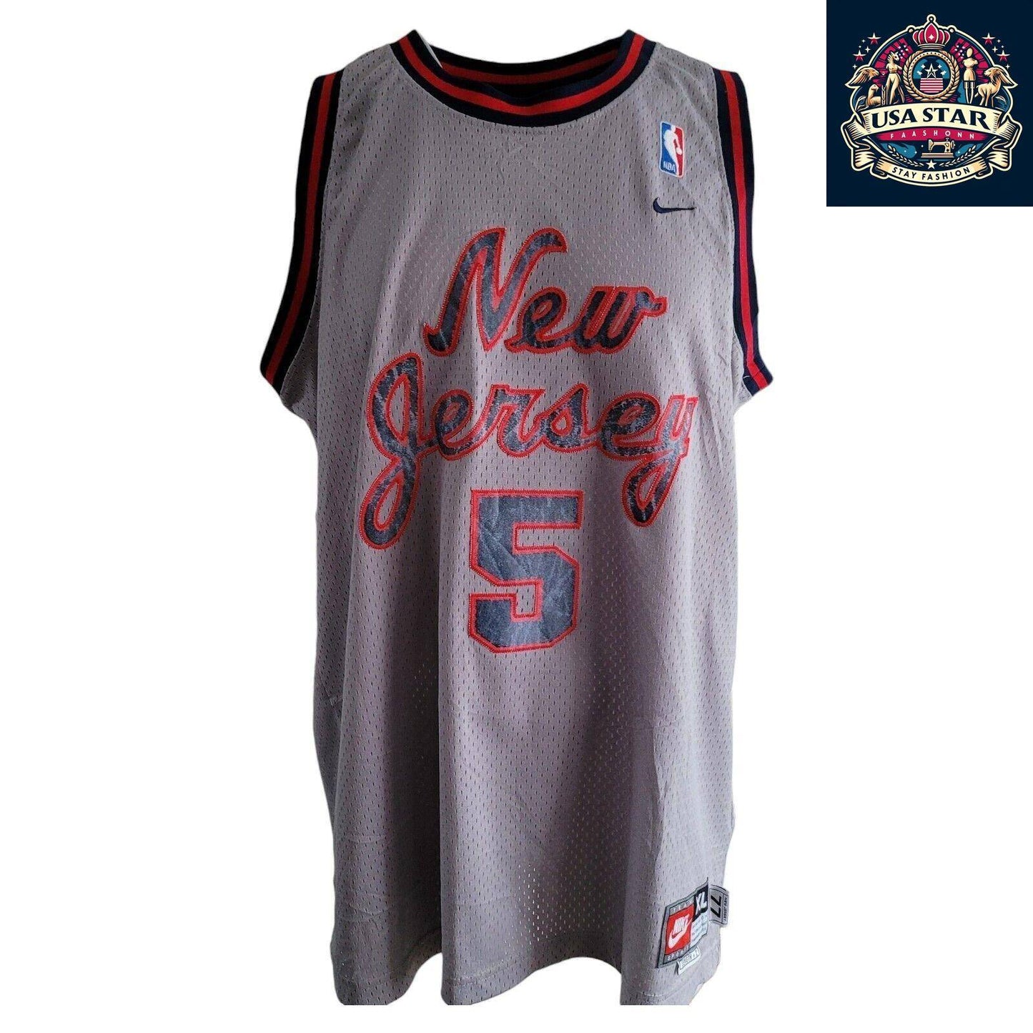 Official Nike Vintage Basketball Jersey #5 Jason Kidd New Jersey Nets Swingman XL - Retro Style - USASTARFASHION