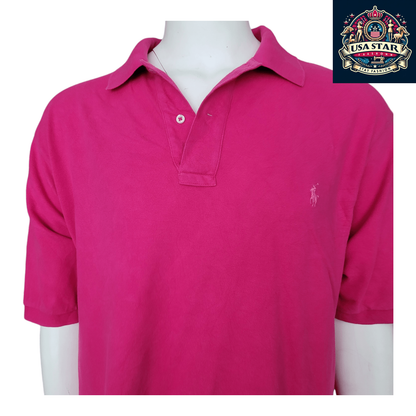 Ralph Lauren Pink Polo Shirt for Men XLT Tall Classic Fit Short Sleeve 100% Cotton Comfort - USASTARFASHION