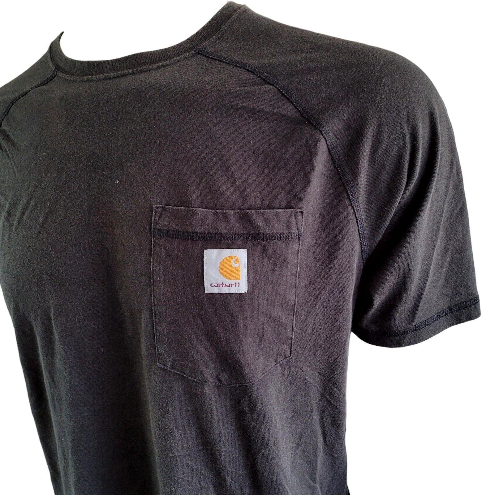 Carhartt Men's Charcoal Black Logo T-Shirt | Front Pocket | Large Size-USASTARFASHION