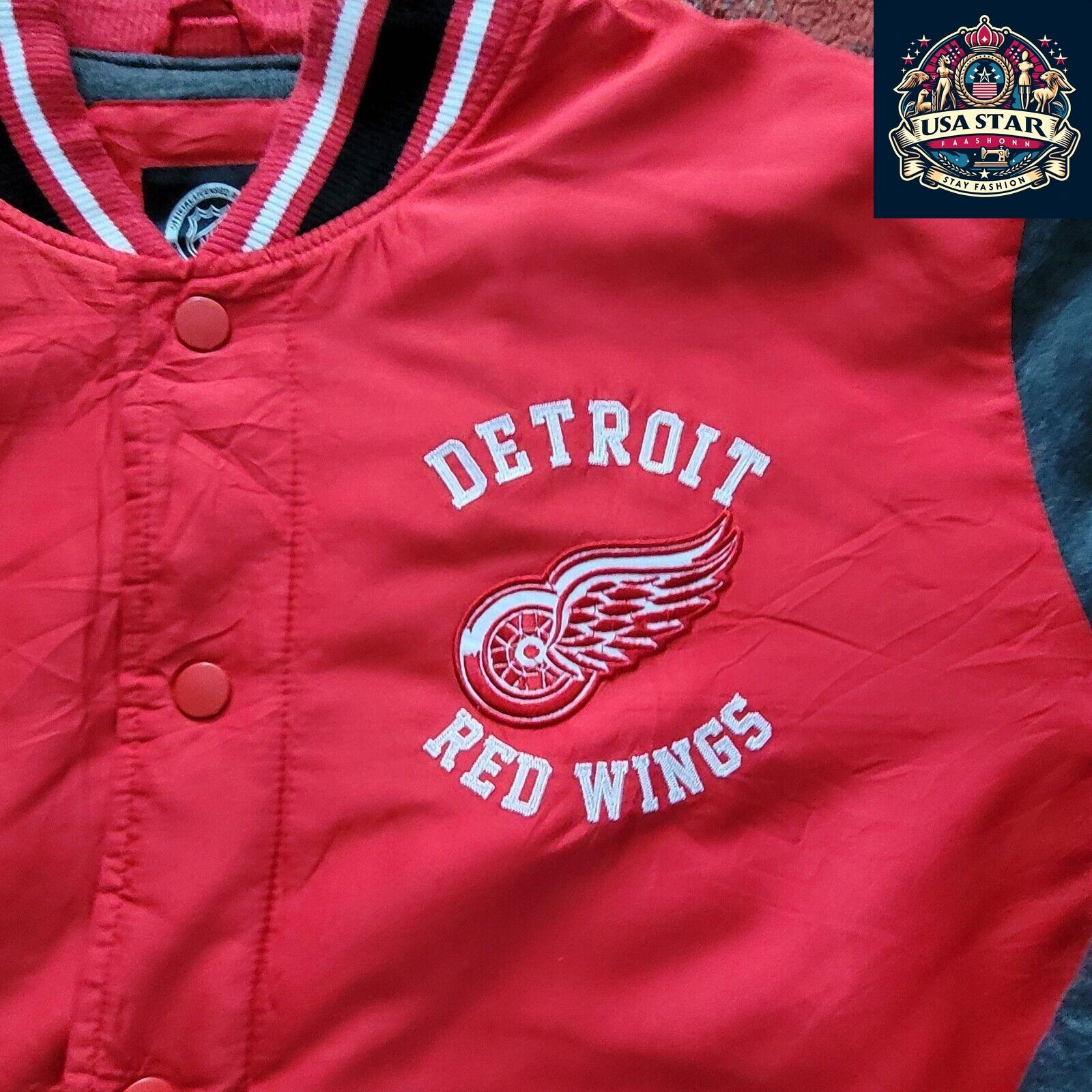 G-III Apparel Detroit Red Wings Varsity Jacket 4XL - Authentic Colors, Snap Fastening, Vintage Style - USASTARFASHION