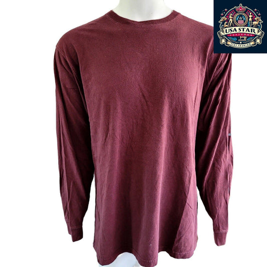 Carhartt Long Sleeve T-Shirt in Maroon | Original Fit | 100% Cotton | Size XL, Durable Comfort - USASTARFASHION