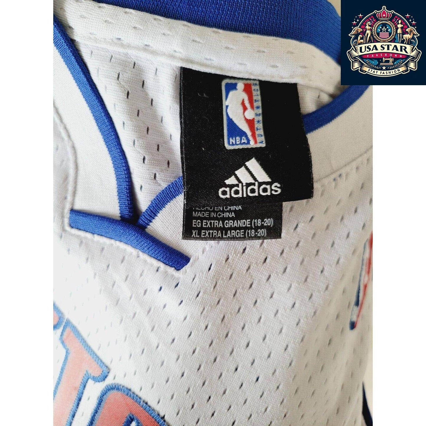 Adidas NBA Detroit Pistons #22 Tayshaun Prince Basketball Jersey Size XL White Vintage Style - USASTARFASHION