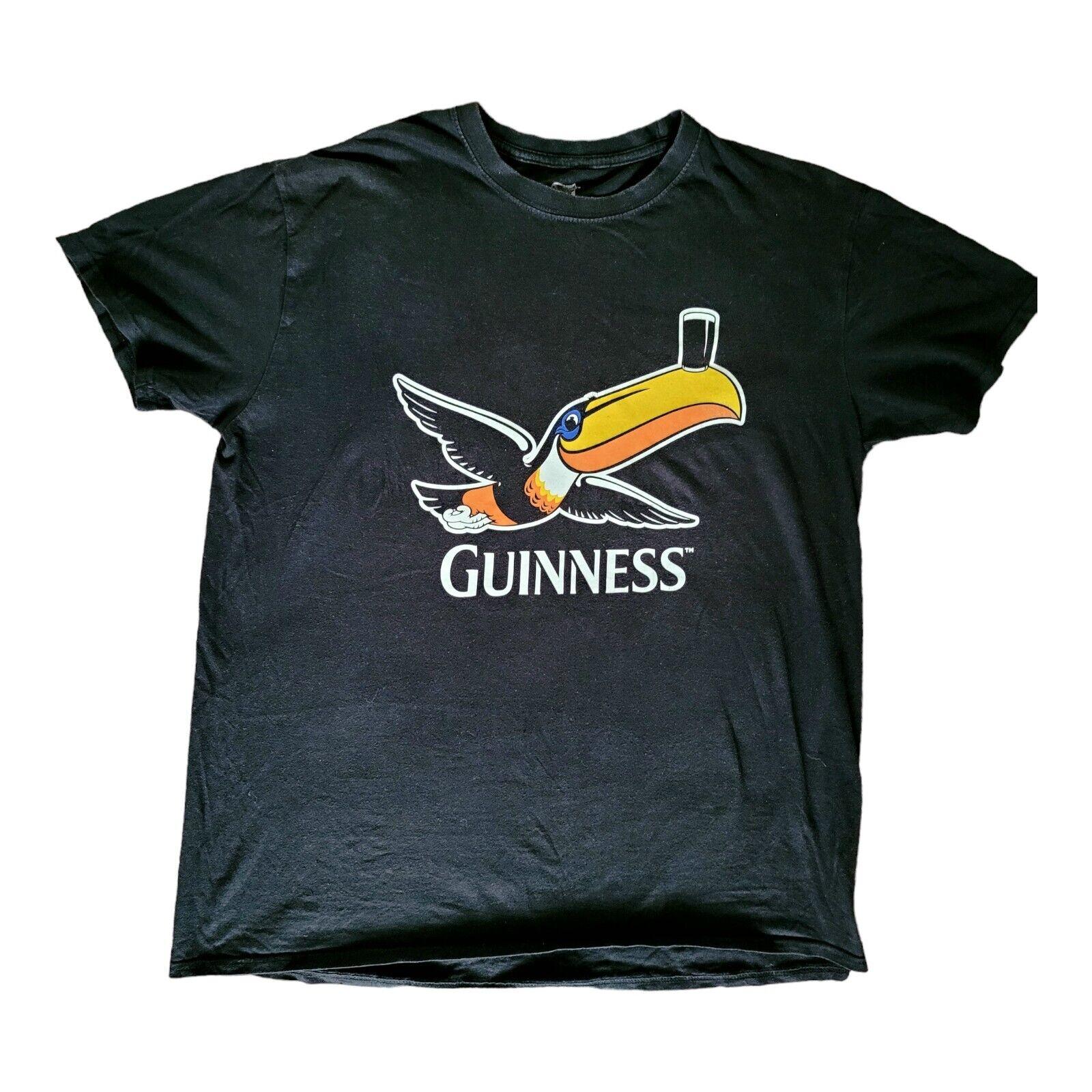 Official Guinness Toucan Logo T-Shirt - Black, Size M-USASTARFASHION