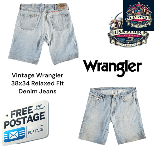 Wrangler Jorts, W38 , Light Blue Denim, Ideal for Workwear and Activities - USASTARFASHION