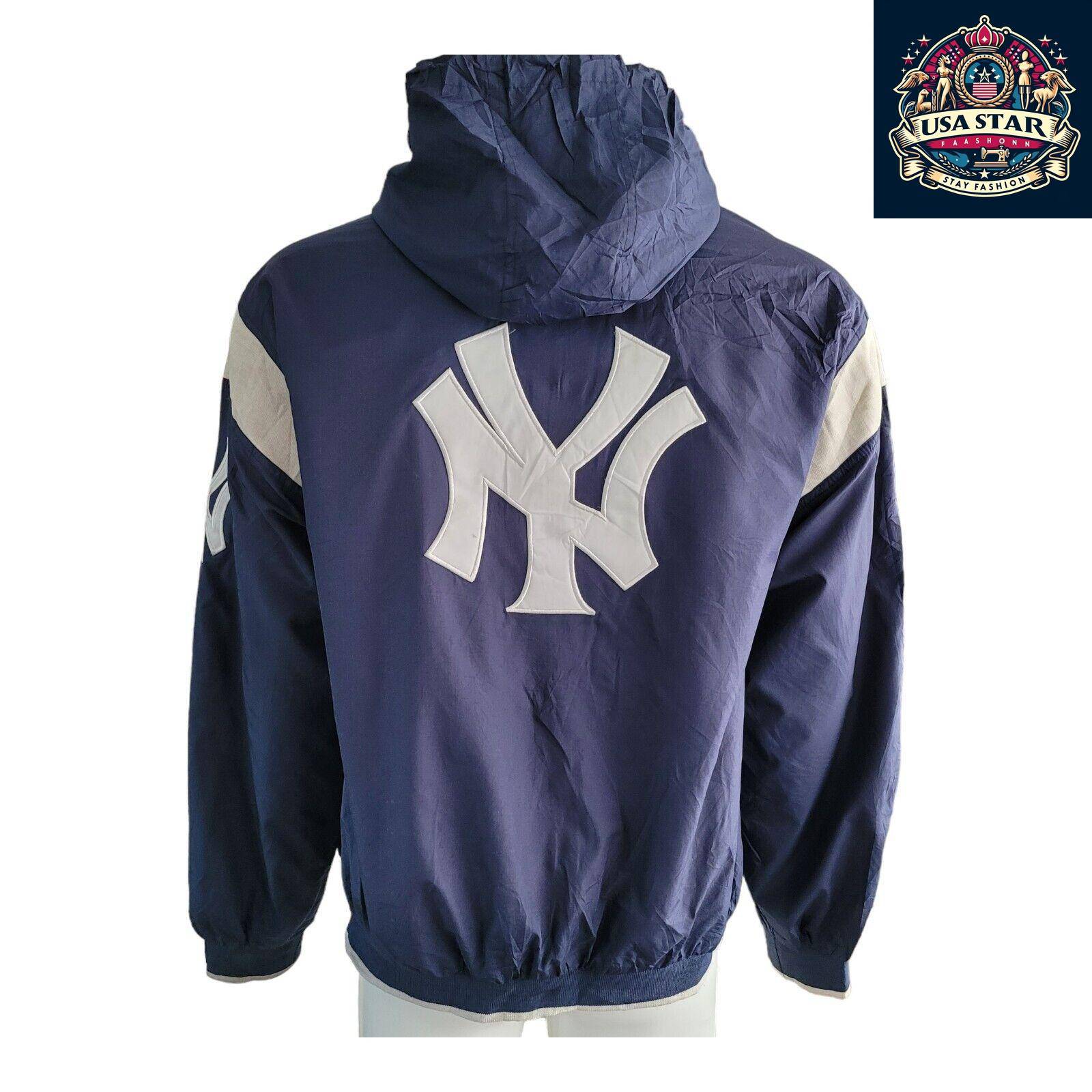 Vintage Yankees Jacket XL Men's Bomber by G-III Sports with Hood & Functional Pockets - USASTARFASHION