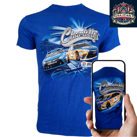 NASCAR Charlotte Motor Speedway T-Shirt - Blue Small, Delta Pro Weight Fabric for Ultimate Comfort - USASTARFASHION