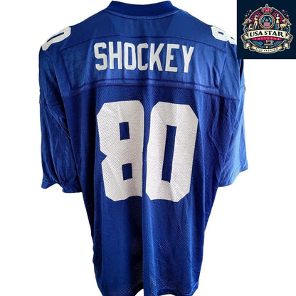 NFL New York Giants Reebok Jeremy Shockey #80 Jersey 2XL - Vintage Retro Blue with White Accents - USASTARFASHION