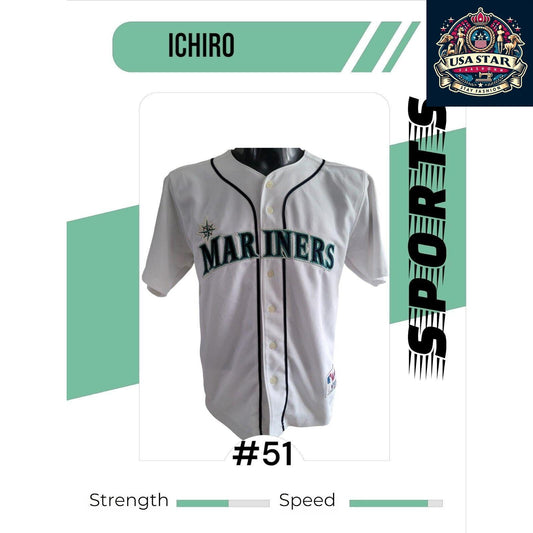 Youths Seattle Mariners Baseball Jersey By Russell  Athletic ICHIRO #51 Size M - USASTARFASHION