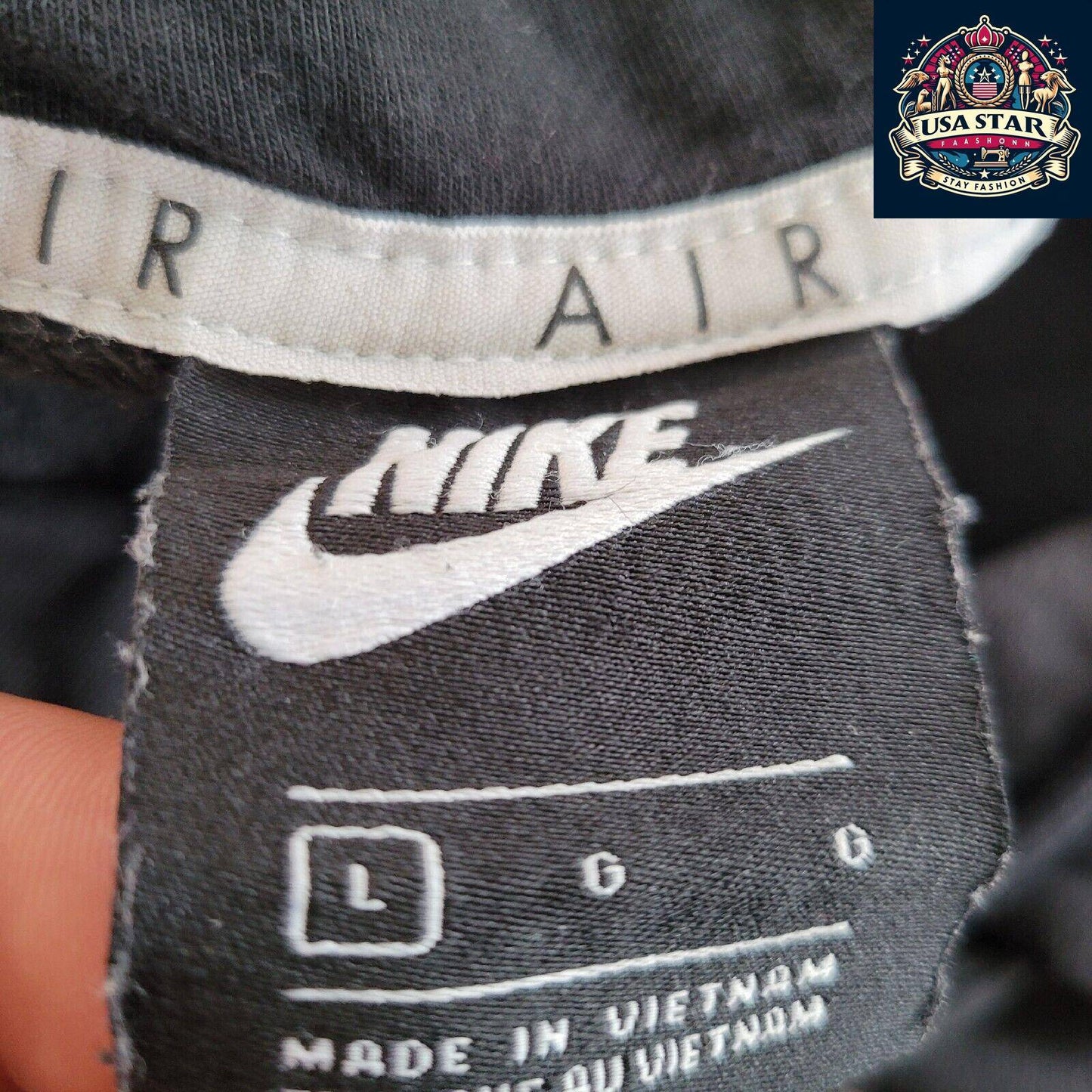 Nike Air Ladies Hoodie Size L - Soft Fabric, Stylish Black Design, Durable Grade A Vintage - USASTARFASHION