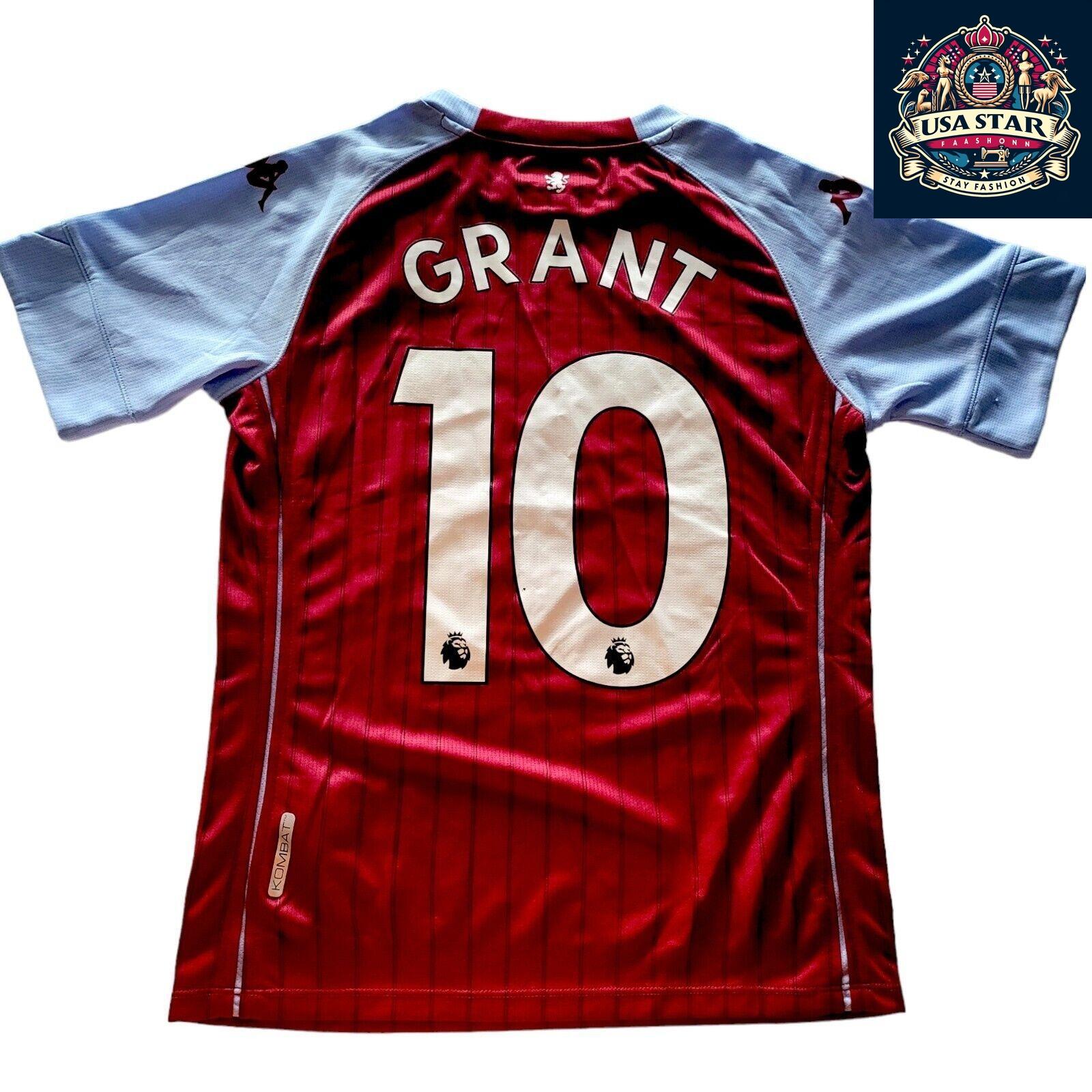 Kappa Aston Villa Jersey Youth Size 12 Years Maroon & Light Blue with Custom Grant 10 - USASTARFASHION