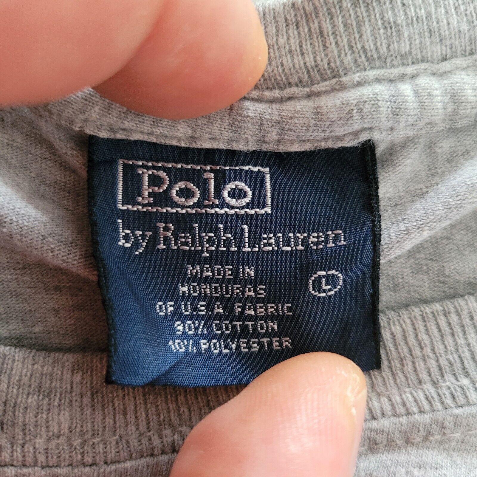 POLO Ralph Lauren T-Shirt L Grey 100% Cotton Iconic Logo Unisex Shirt-USASTARFASHION