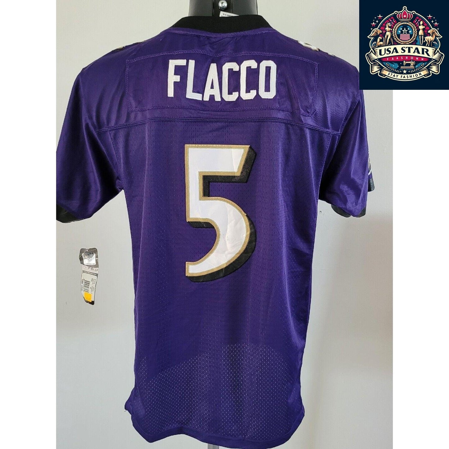 Baltimore Ravens Jersey Youth XL Flacco 5 Reebok Purple Durable Comfort High-Quality Fabric - USASTARFASHION